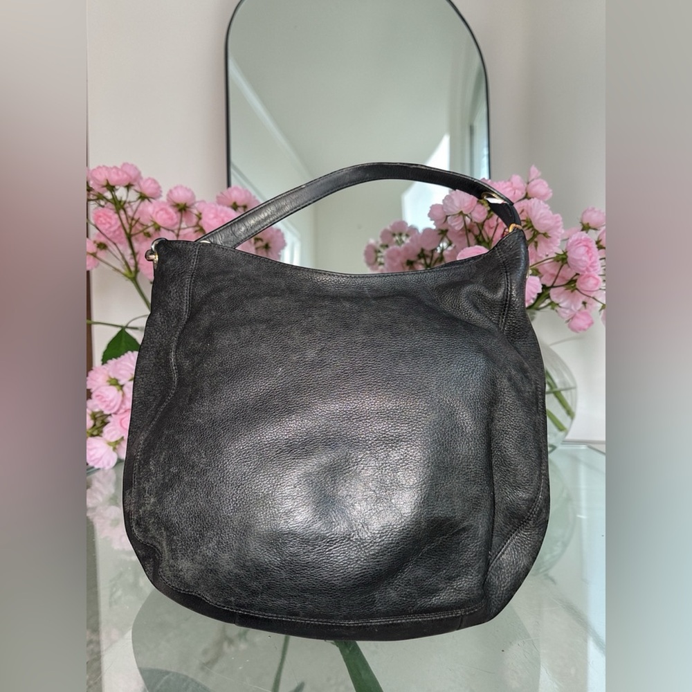 3FER Black Leather Michael Kors Hobo Bag - Classic Women's Shoulder Bag - Picture 3 of 7